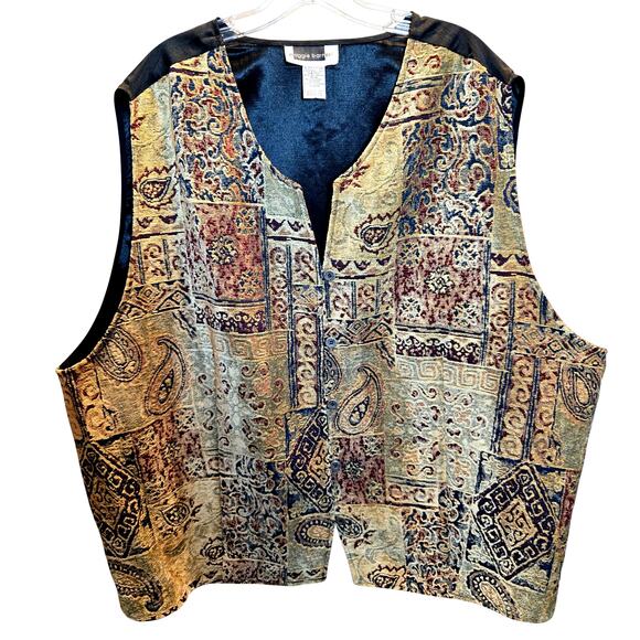 Maggy Barns 4X Tan Patch Work Women's Quality Vest Plus Size 4XL 30W 32W - Picture 1 of 6